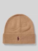 POLO RALPH LAUREN Beanie aus Kaschmir mit Label-Stitching in Beige, Gr...