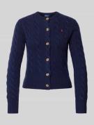 POLO RALPH LAUREN Wollcardigan mit Zopfmuster in Marine, Größe L