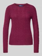 POLO RALPH LAUREN Pullover mit Zopfmuster Modell 'JULIANNA' in Pflaume...