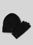 Tommy Hilfiger Beanie und Handschuhe im Set mit Kaschmir-Anteil in Bla...