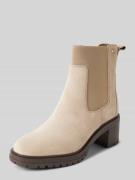 Tommy Hilfiger Lederboots mit Logo-Applikation in Beige, Größe 38