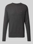 Tommy Hilfiger Strickpullover mit Logo-Stitching Modell 'PIMA' in Anth...