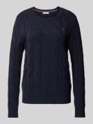 Tommy Hilfiger Strickpullover mit gerippten Abschlüssen in Dunkelblau,...