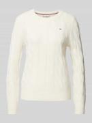 Tommy Hilfiger Strickpullover mit gerippten Abschlüssen in Offwhite, G...