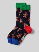 Happy Socks Socken mit Label-Schriftzug Modell 'Gingerbread' in Blau, ...