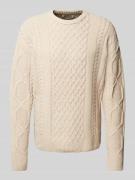 Scotch & Soda Strickpullover mit Rundhalsausschnitt in Beige, Größe M