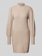 Only Knielanges Strickkleid mit Stehkragen Modell 'KATIA' in Beige Mel...