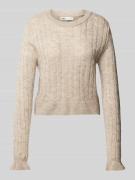 Only Strickpullover mit Rundhalsausschnitt Modell 'TIA' in Beige Melan...