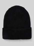 Pieces Beanie aus Rippstrick mit Umschlag Modell  'HEXO' in Black, Grö...