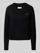 Calvin Klein Jeans Strickpullover mit Label-Patch in Black, Größe L