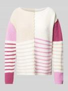 Tom Tailor Patchwork Pullover mit U-Boot-Ausschnitt in Pink, Größe L