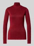 HUGO Slim Fit Longsleeve mit Stehkragen Modell 'Delaina' in Bordeaux, ...