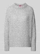 HUGO Wollpullover mit Label-Stitching Modell 'Sloossy' in Hellgrau, Gr...