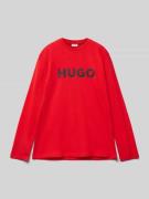 HUGO Longsleeve mit Label-Print in Rot, Größe 140