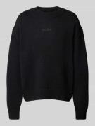 HUGO Oversized Wollpullover mit Label-Stitching Modell 'Seese' in Blac...