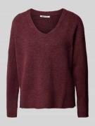 TOM TAILOR DENIM Relaxed Fit Strickpullover mit V-Ausschnitt in Dunkel...