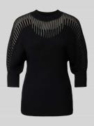 comma Strickpullover mit gerippten Abschlüssen in Black, Größe 34