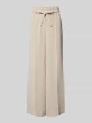 comma Wide Leg Stoffhose mit Bindegürtel in Sand, Größe 36