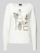 monari Longsleeve mit Statement-Motiv-Print in Weiss, Größe 36