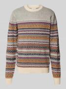 Lindbergh Strickpullover mit Lanawoll-Anteil Modell 'Jacquard' in Sand...