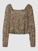 Tommy Jeans Cropped Bluse mit Animal-Print in Mittelbraun, Größe M