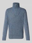 RAGMAN Strickpullover mit Troyer-Kragen in Blau, Größe L