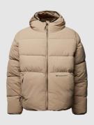 CHAMPION Steppjacke mit Label-Schriftzug in Beige, Größe L