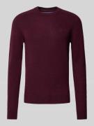 MCNEAL Regular Fit Strickpullover aus reiner  Lammwolle in Pflaume Mel...