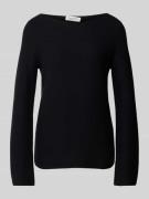 MARC O POLO Strickpullover mit geripptem U-Boot-Ausschnitt in Black, G...