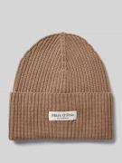 MARC O POLO Beanie aus reiner Baumwolle mit breitem Umschlag in Taupe ...