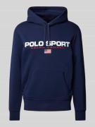 Polo Sport Hoodie mit Label-Print in Dunkelblau, Größe L