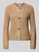 s.Oliver BLACK LABEL Regular Fit Strickjacke aus Bouclé in Taupe, Größ...