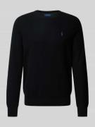 POLO RALPH LAUREN Strickpullover mit Logo-Stitching in Black, Größe L