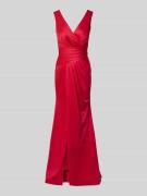 TROYDEN COLLECTION Abendkleid mit V-Aussschnitt in Rot, Größe 32