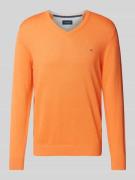 Christian Berg Men Strickpullover mit Label-Stitching in Orange Melang...