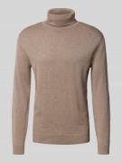 Tom Tailor Regular Fit Rollkragenpullover aus reiner Baumwolle mit Log...