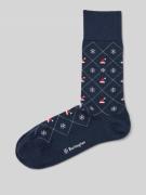 Burlington Socken mit Label-Detail Modell 'X-Mas Argyle' in Dunkelblau...