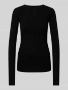 Karo Kauer Longsleeve mit Label-Stitching in Black, Größe L