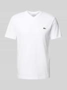 Lacoste T-Shirt mit Label-Stitching Modell 'Basic' in Weiss, Größe 4XL