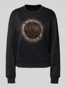 Guess Sweatshirt mit gerippten Abschlüssen in BLACK, Größe L