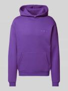 REVIEW Hoodie mit Label-Print in Purple, Größe L