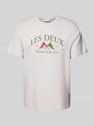 Les Deux T-Shirt mit Label-Stitching Modell 'Ivy' in Hellgrau Melange,...