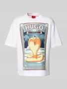 HUGO T-Shirt mit Motiv- und Label-Print Modell 'Dicobri' in Weiss, Grö...