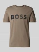 BOSS Green T-Shirt mit Label-Print in Beige, Größe L