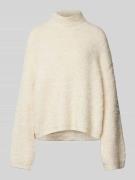 Gina Tricot Oversized Strickpullover mit Stehkragen in Beige, Größe L