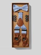 Prince Bowtie Fliege mit Hosenträgern im Set aus reiner Seide in Bleu,...