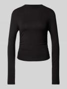 Gina Tricot Longsleeve mit seitlichen Raffungen in Black, Größe L