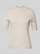 comma T-Shirt mit Stehkragen in Sand, Größe 44