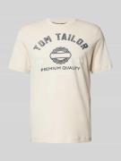 Tom Tailor T-Shirt mit Statement-Print in Offwhite, Größe L