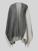 WHITE LABEL Poncho mit Fransen in Silber, Größe 1